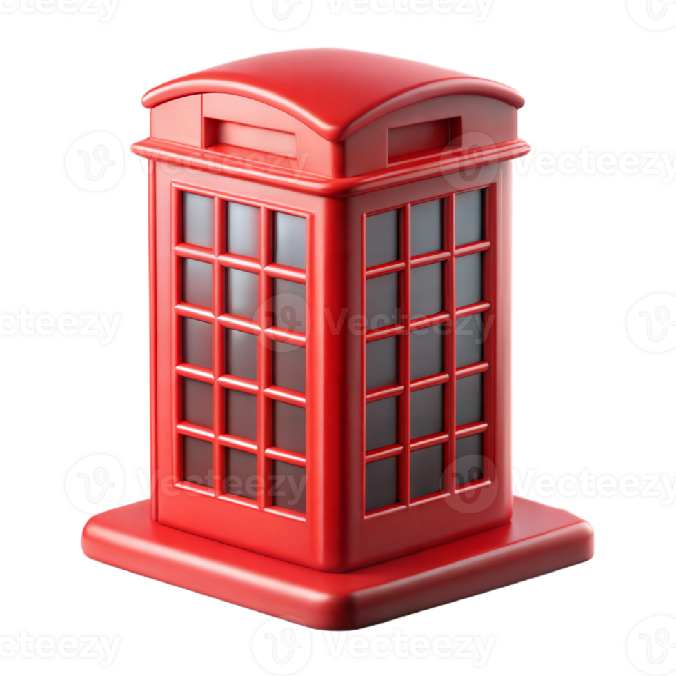 Red British Telephone Booth Isolated on Transparent Background png