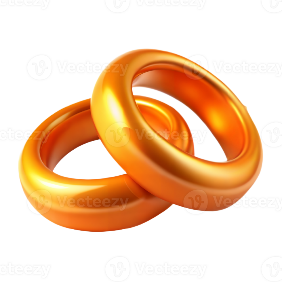 Two Shiny Gold Rings Interlocking, 3D Render png