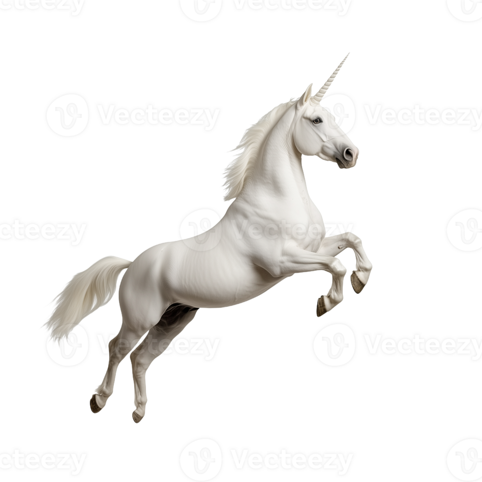 White unicorn standing proudly on a transparent background png