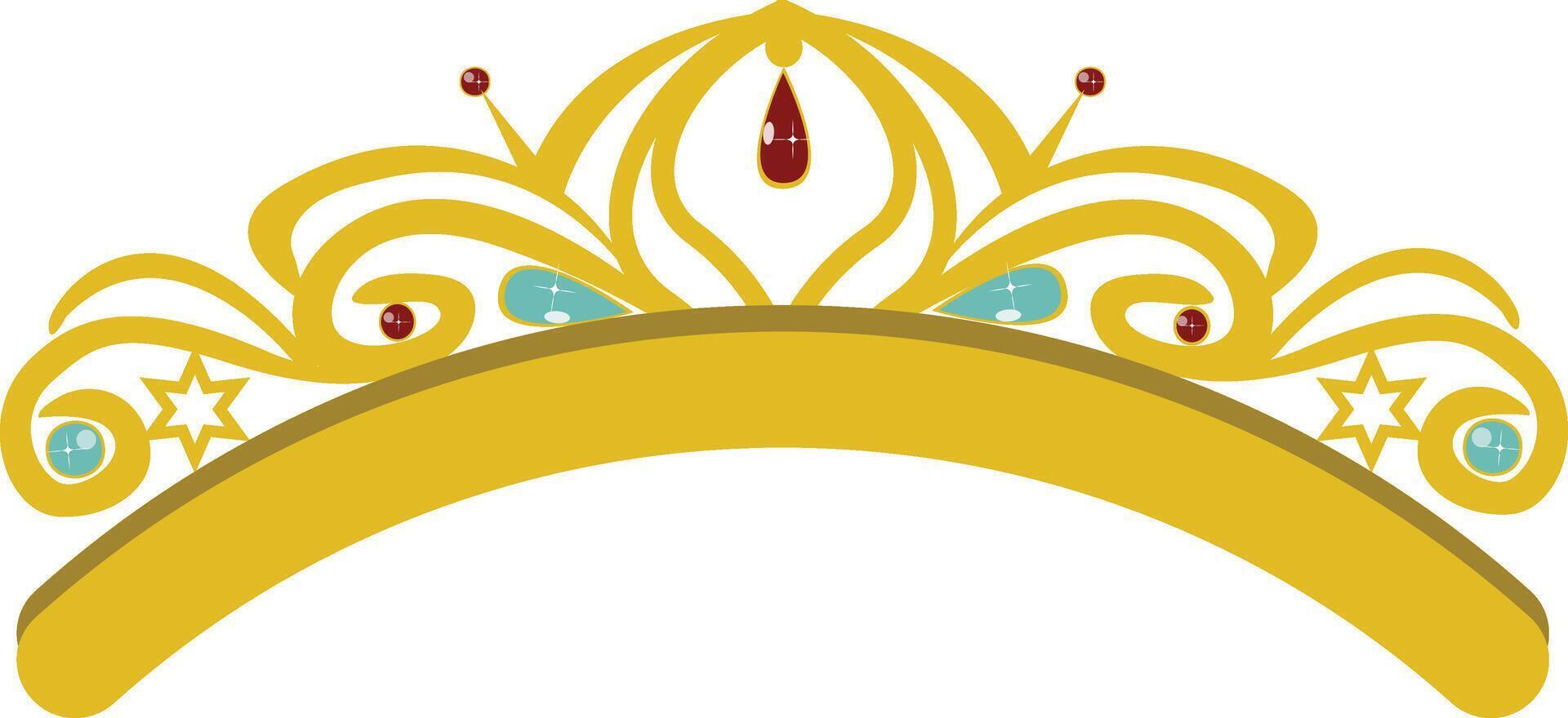 Tiara Crown Cartoon Icon on White Background. vector