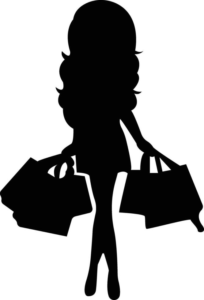 Silhouette of Girl with Shopping Bag vector
