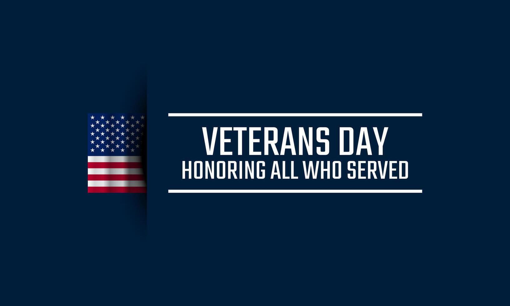 Veterans Day greeting card design with blue background. vector