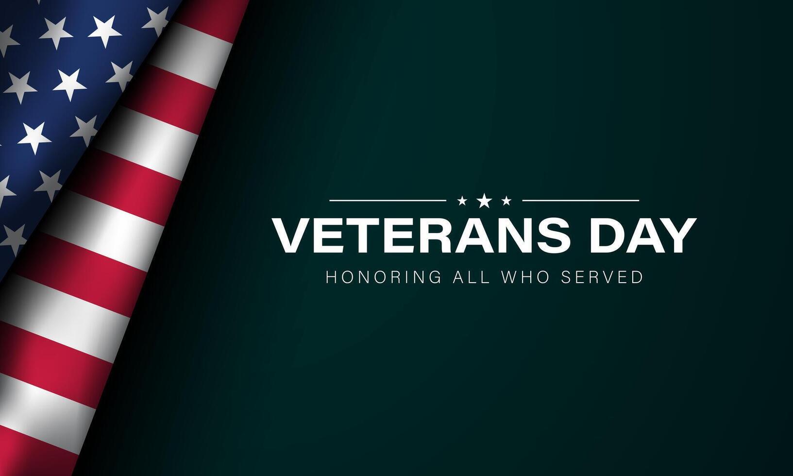 Veterans Day poster or greeting card with American flag vector