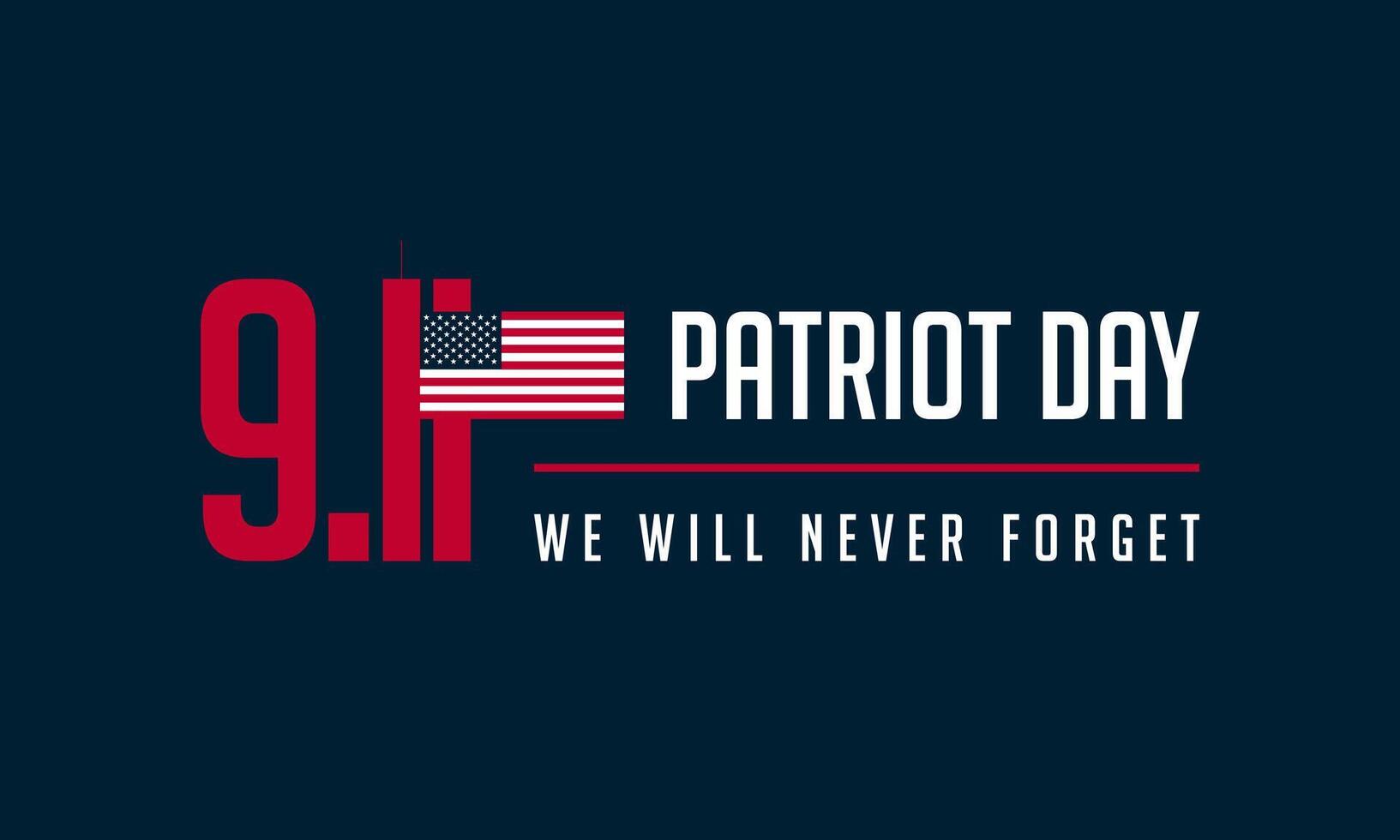 Patriot Day greeting card with American flag on blue background vector