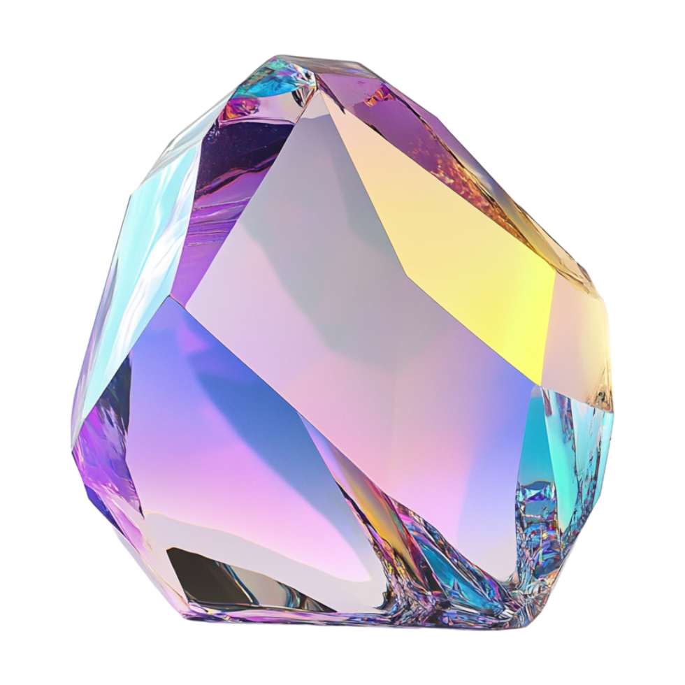 A large crystal with rainbow colored reflections png