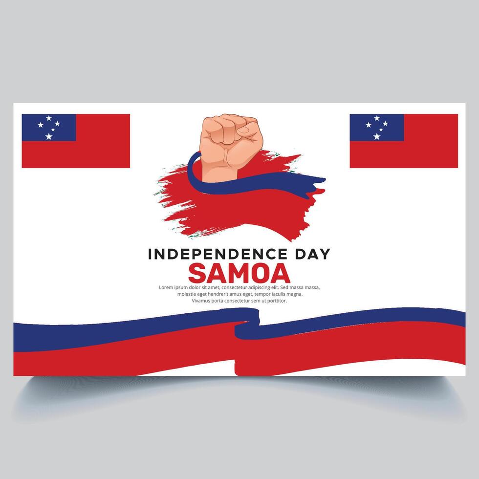 Happy Samoa independence Day Banner and hand flag design vector