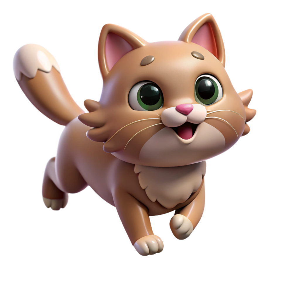 Fluffy Cat Making a Happy Leap png