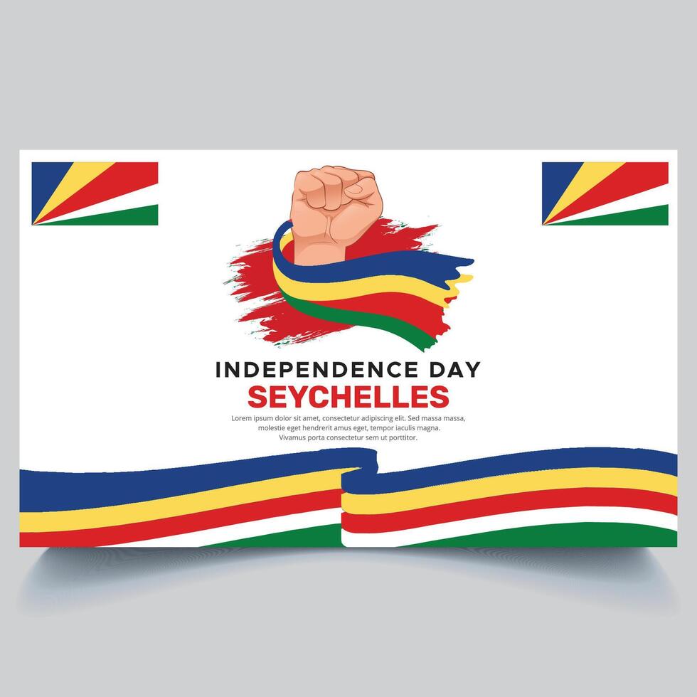 Happy Seychelles independence Day Banner and hand flag design vector