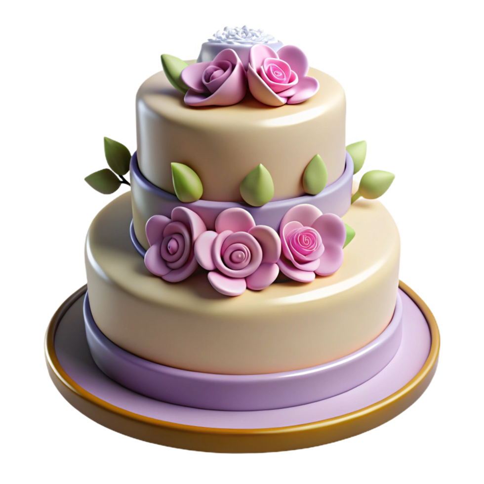 Beautiful Wedding Cake with Intricate Floral Decor png
