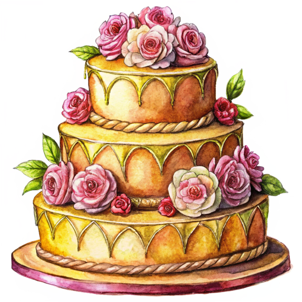 Wedding Cake with Stunning Flower Arrangements png