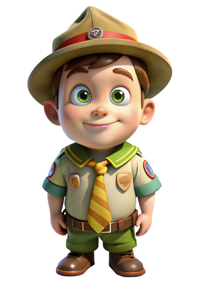 Boy Scout Holding a Flag with Pride png
