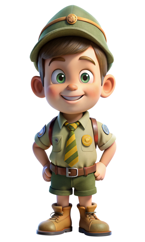Boy Scout Holding a Compass and Looking Determined png