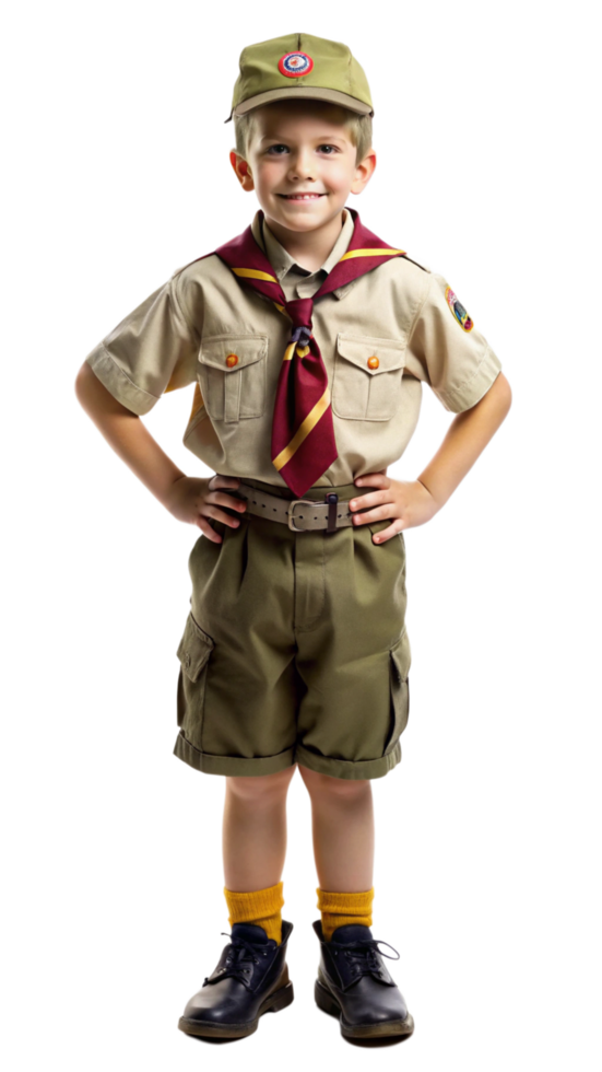 Charming Boy Scout with a Campfire in the Background png