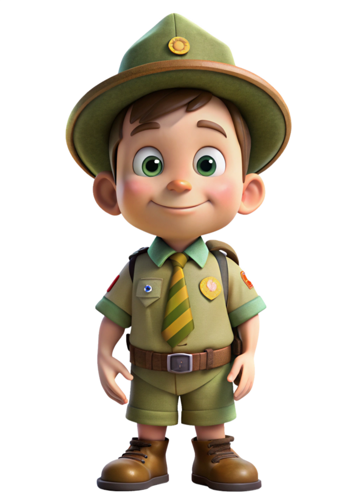 Happy Boy Scout Exploring the Countryside png