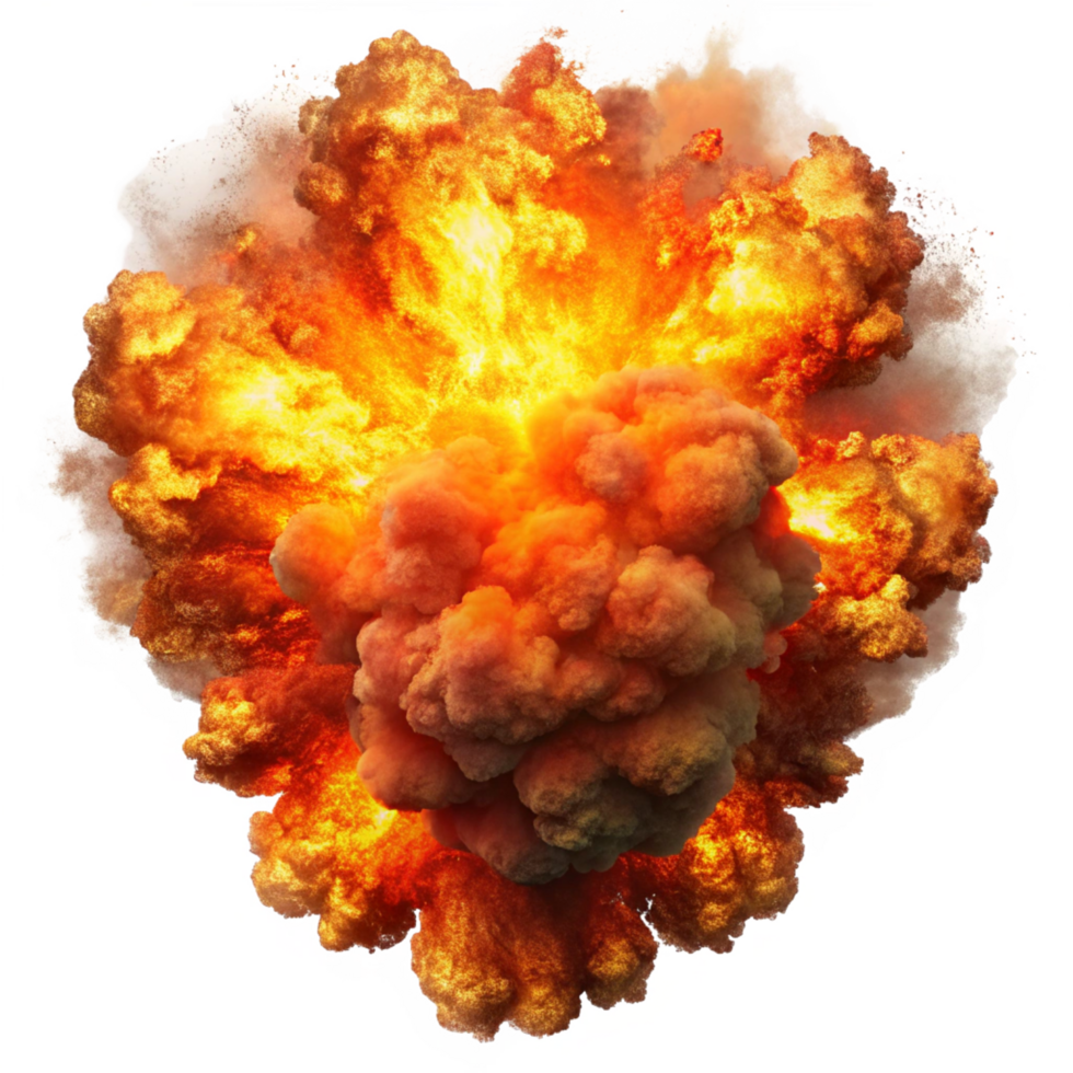 Fiery Explosion with Smoke and Sparks png