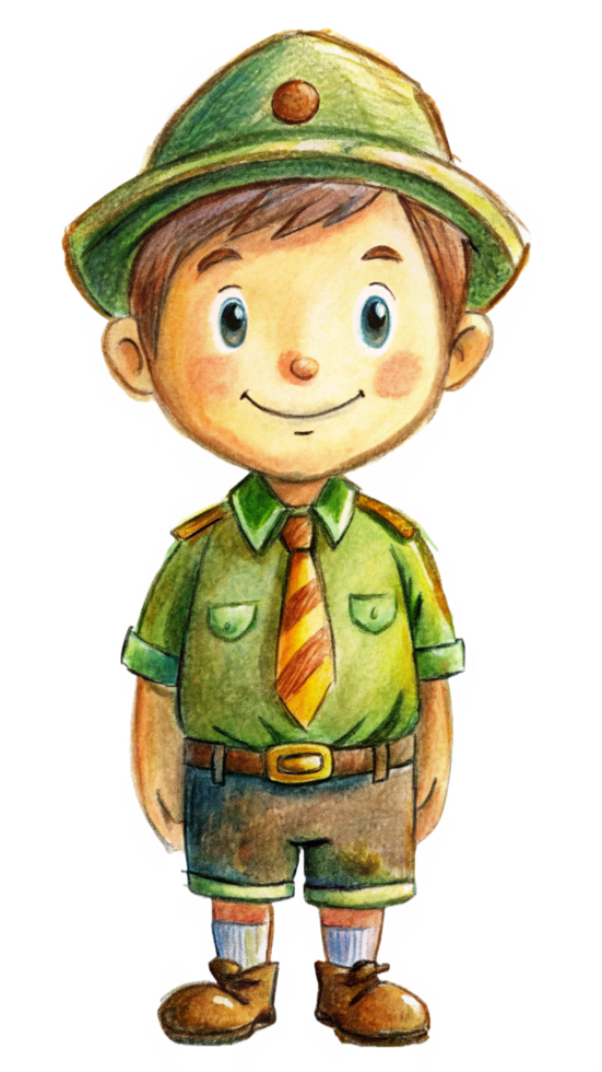 Adventurous Boy Scout Exploring the Forest png