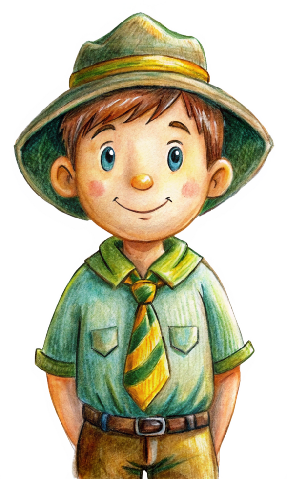 Excited Boy Scout Preparing for Adventure png