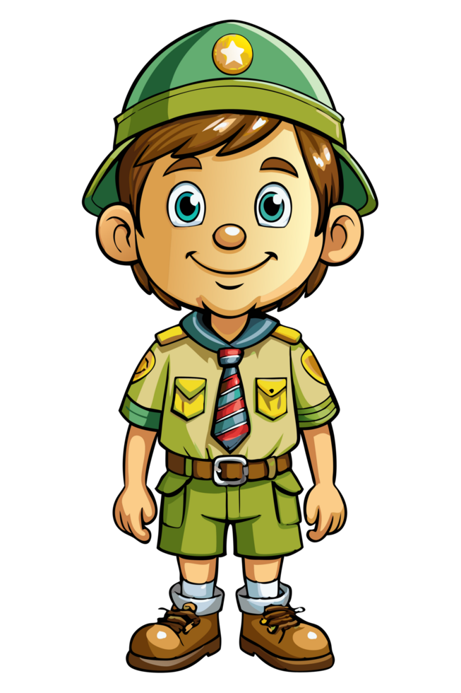 Charming Boy Scout Holding a Flag png