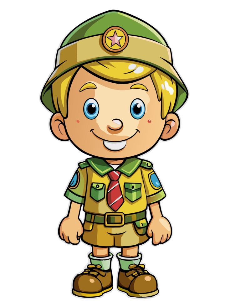 Cute Boy Scout Saluting in Uniform png
