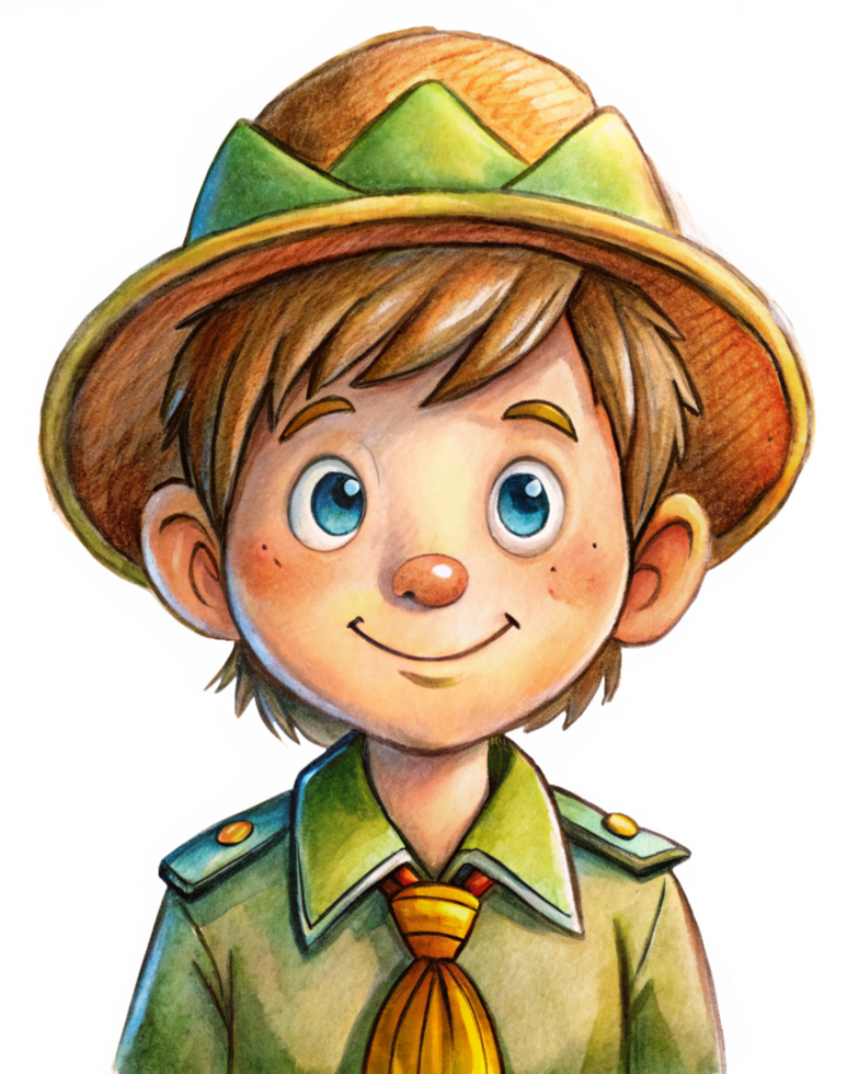 Boy Scout with a Backpack and Walking Stick png