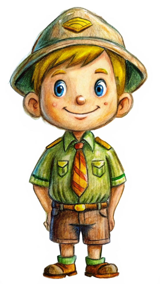 Smiling Boy Scout in Full Uniform png