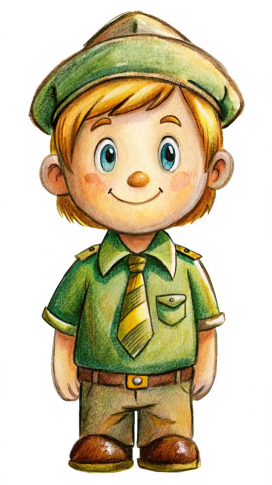 Adorable Boy Scout Camping in the Forest png