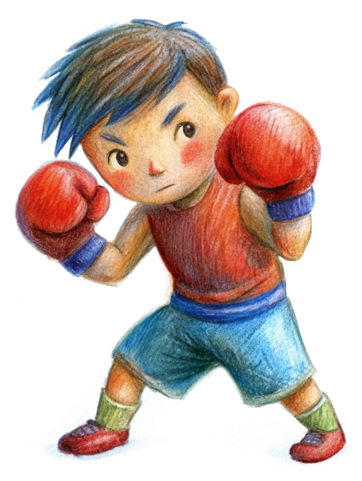 Energetic Boy Practicing Boxing Combos png