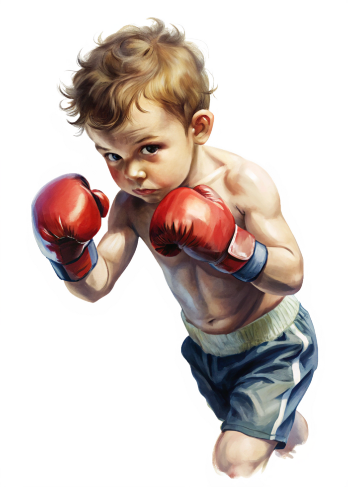 Boy Boxing with Punching Bag in Gym png