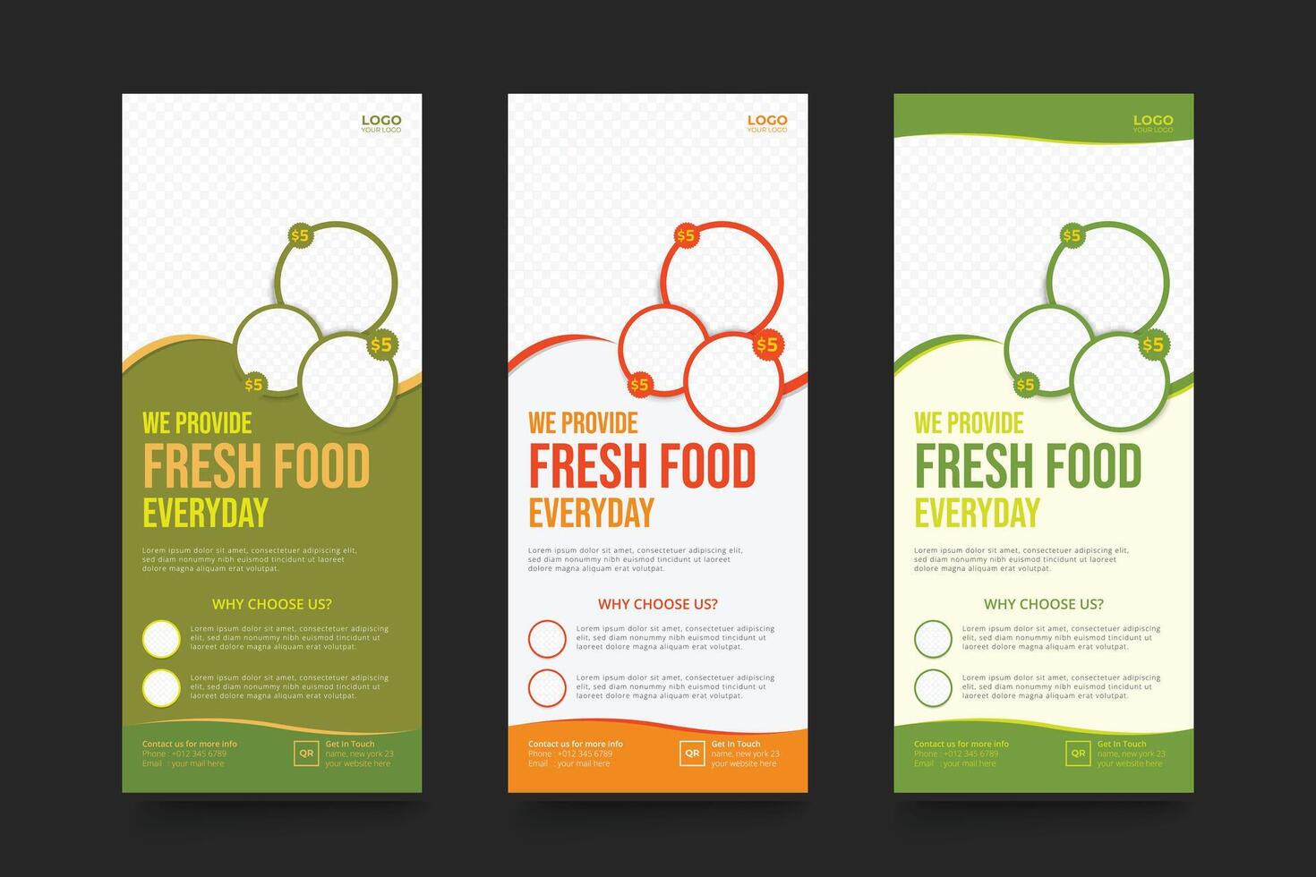 Fast food rollup template design vector