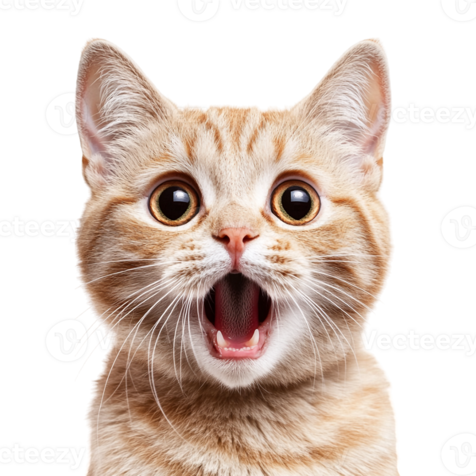 A cat is looking up with its mouth open png