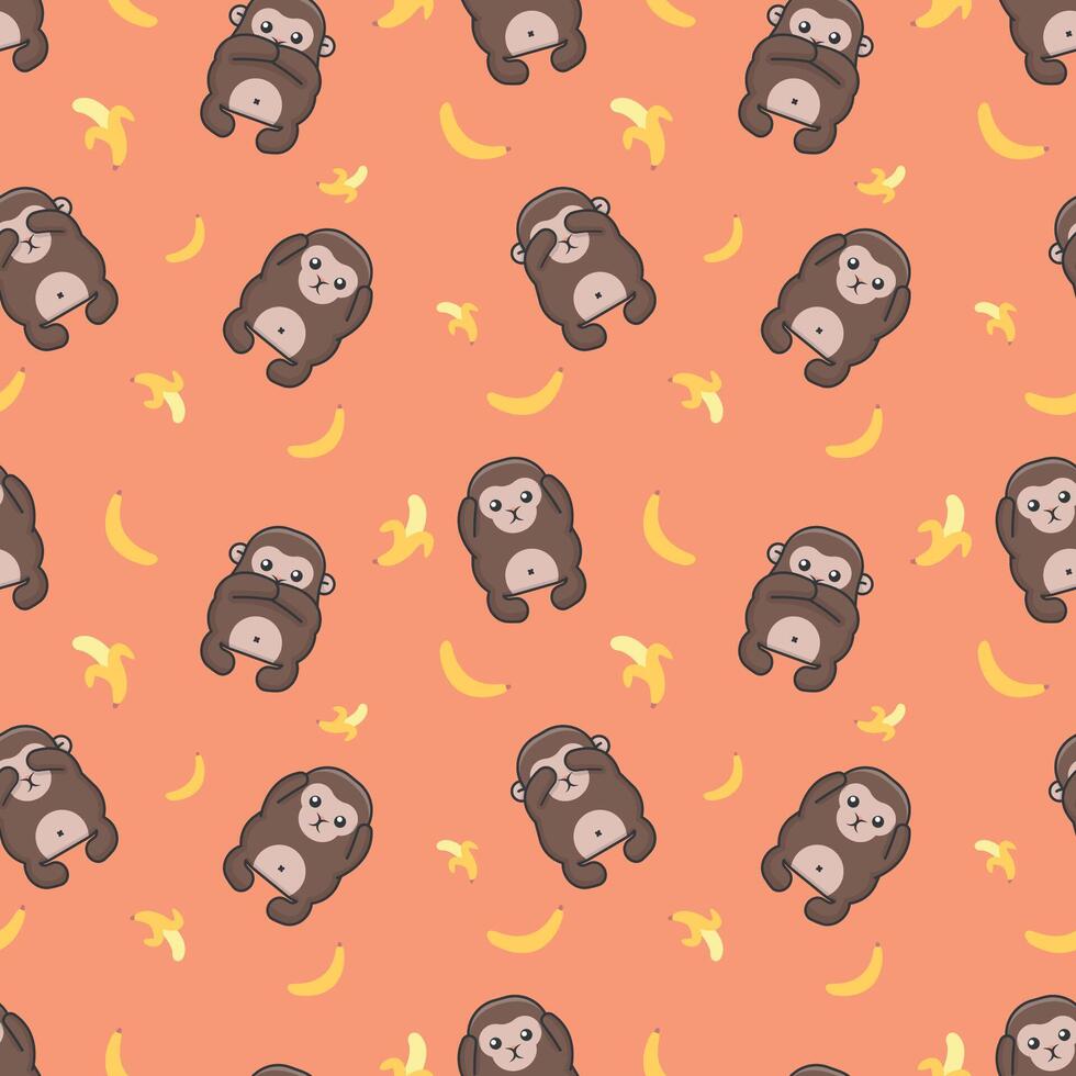 THREE WISE MONKEY SEAMLESS PATTERN vector