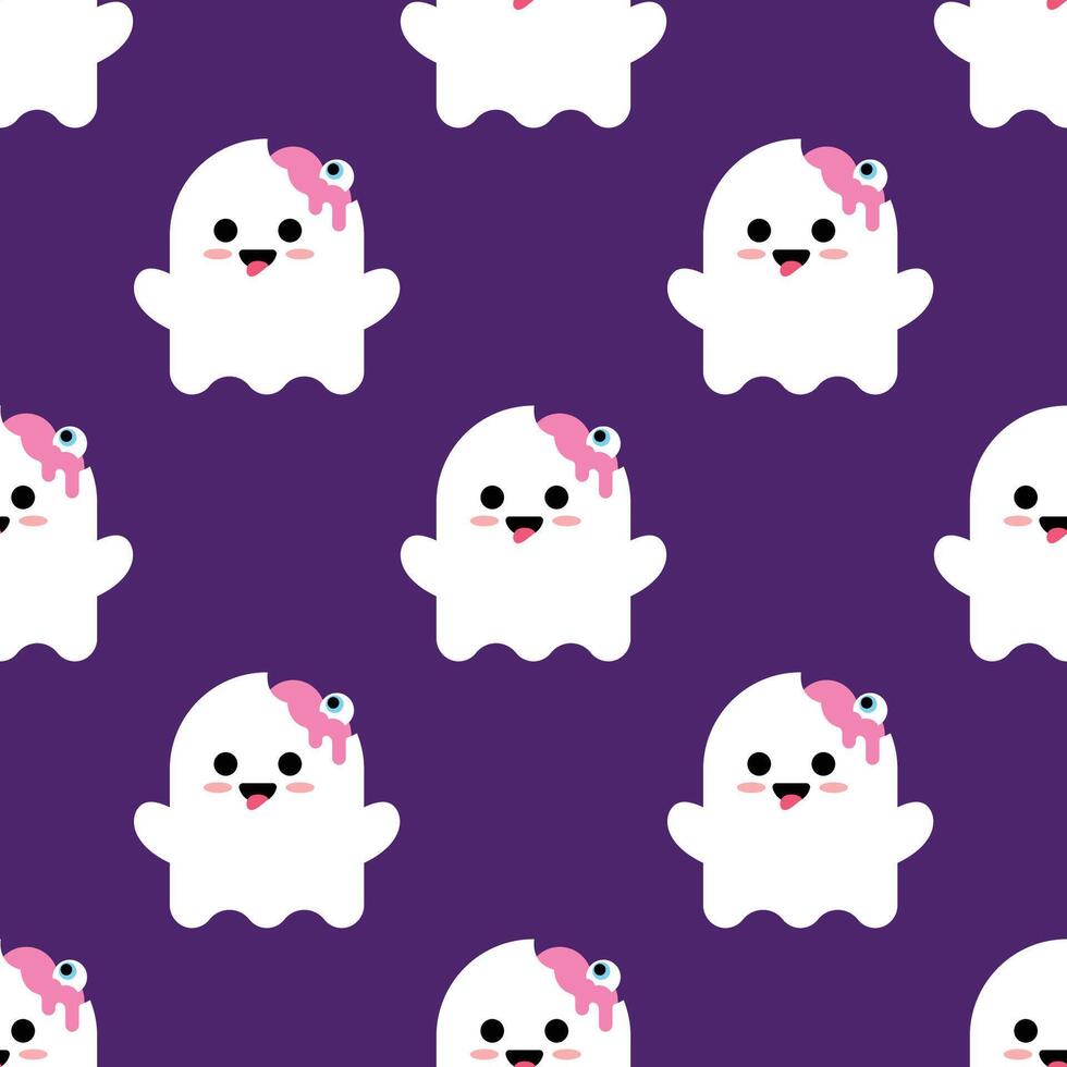 LITTLE SPOOKY GHOST SEAMLESS PATTERN DESIGN vector