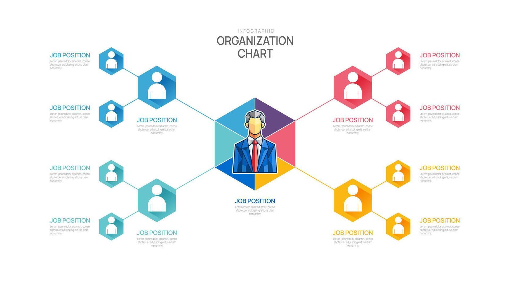 Infographic template for organization chart with geometric business avatar icons. infographic for business. vector