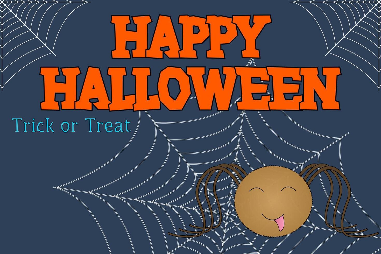 A playful spider with web and Halloween text. Perfect for Halloween-themed posters, party invitations, and fun decorations. vector