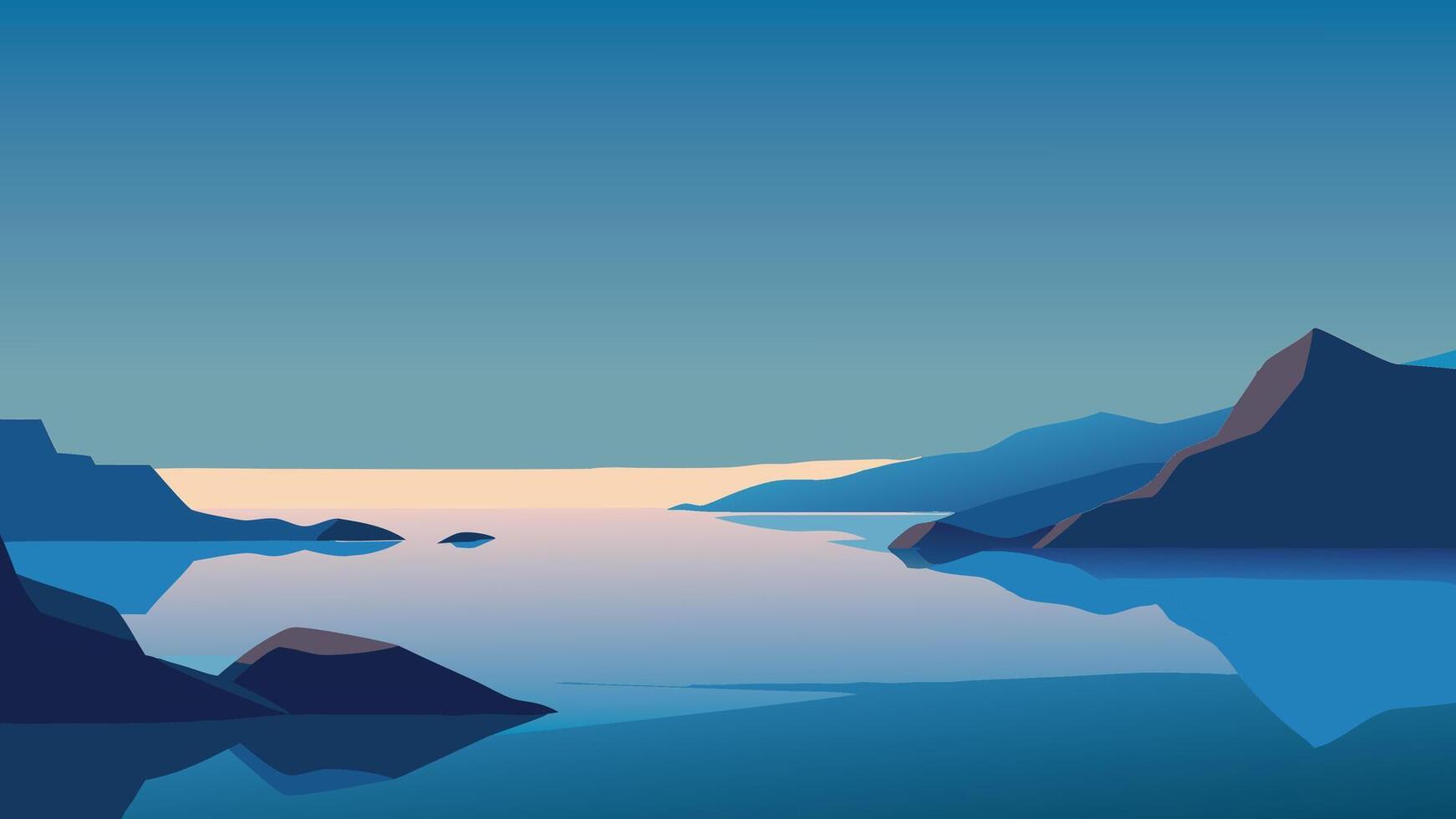 View of the ocean reflecting off the rocks and water, showcasing the beauty of nature's harmony flat illustration vector