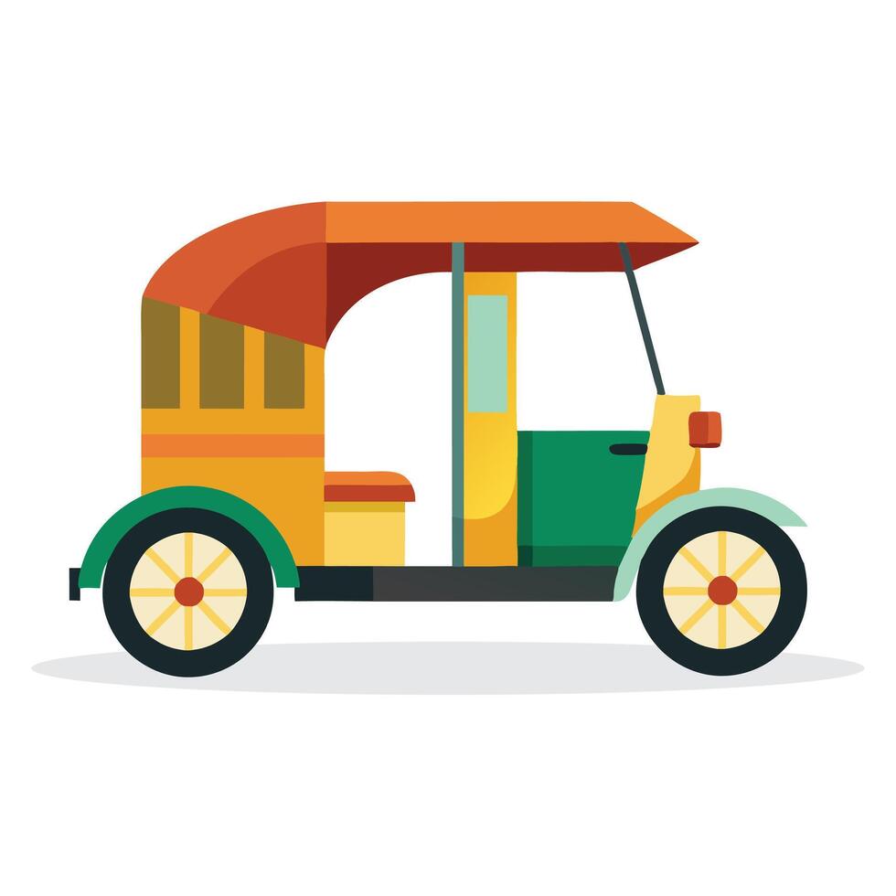 Rickshaw Land Transport isolated flat illustration on white background vector