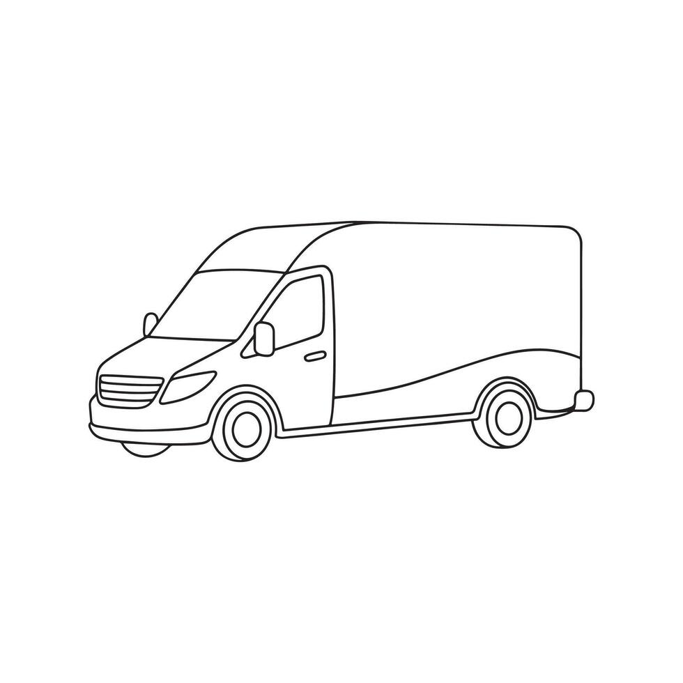 Service Vehicle Transport isolated continuous line art flat illustration on white background. vector