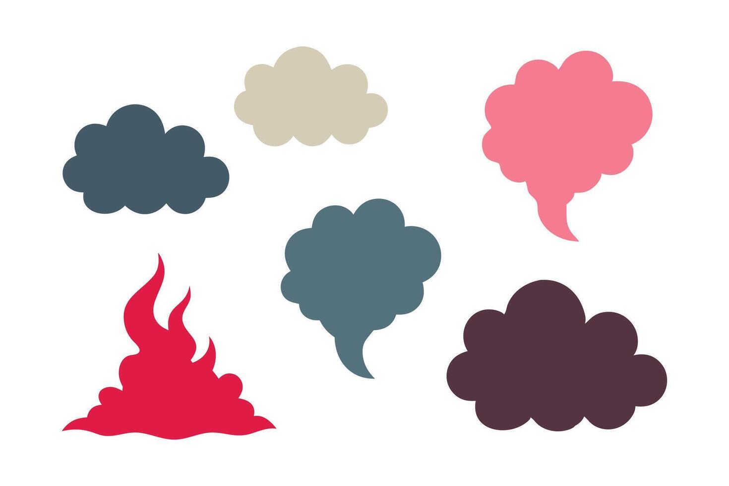 Various colorful smoke set isolated flat illustration white background vector