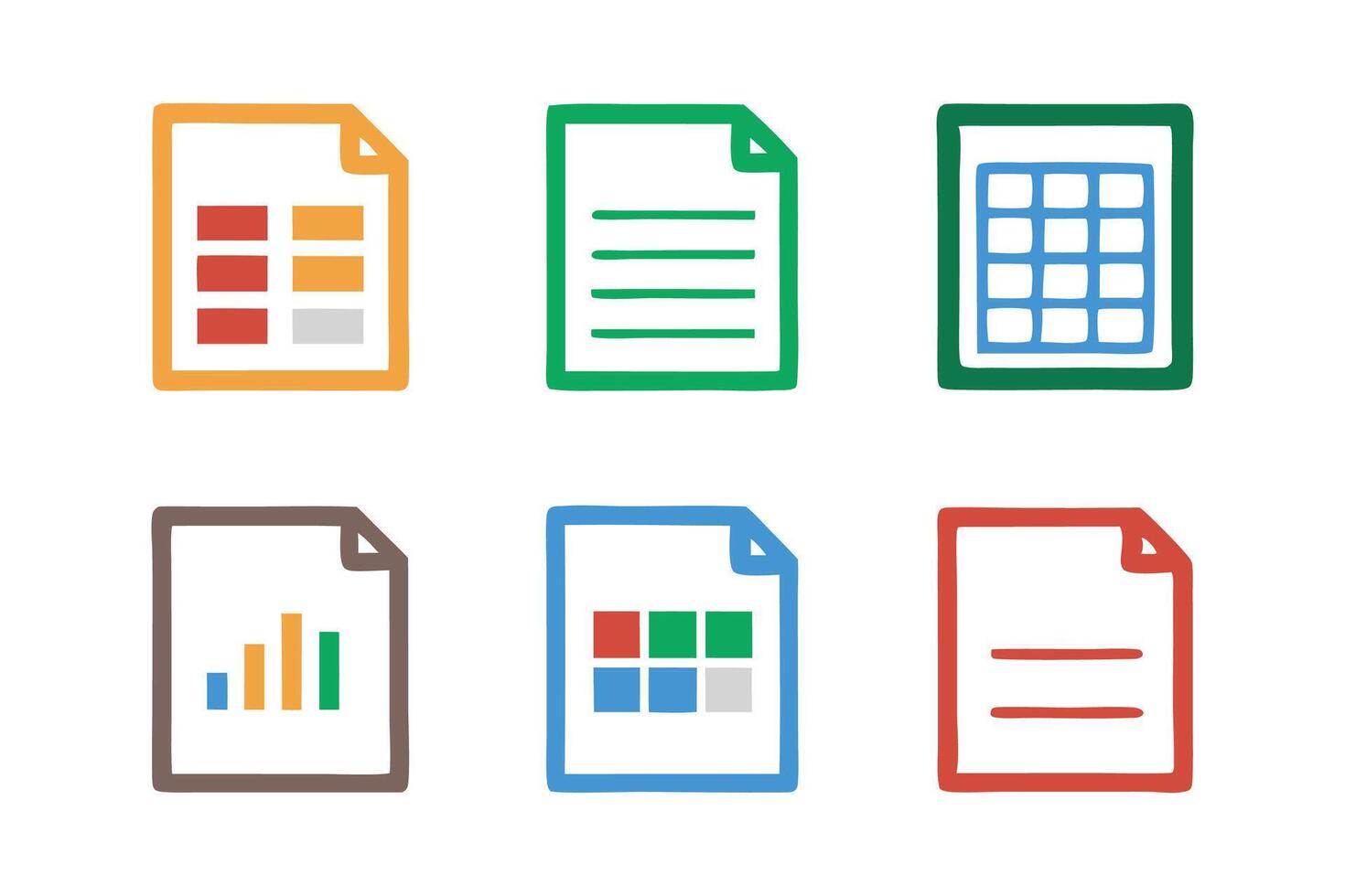 Spreadsheet set isolated flat illustration on white background vector