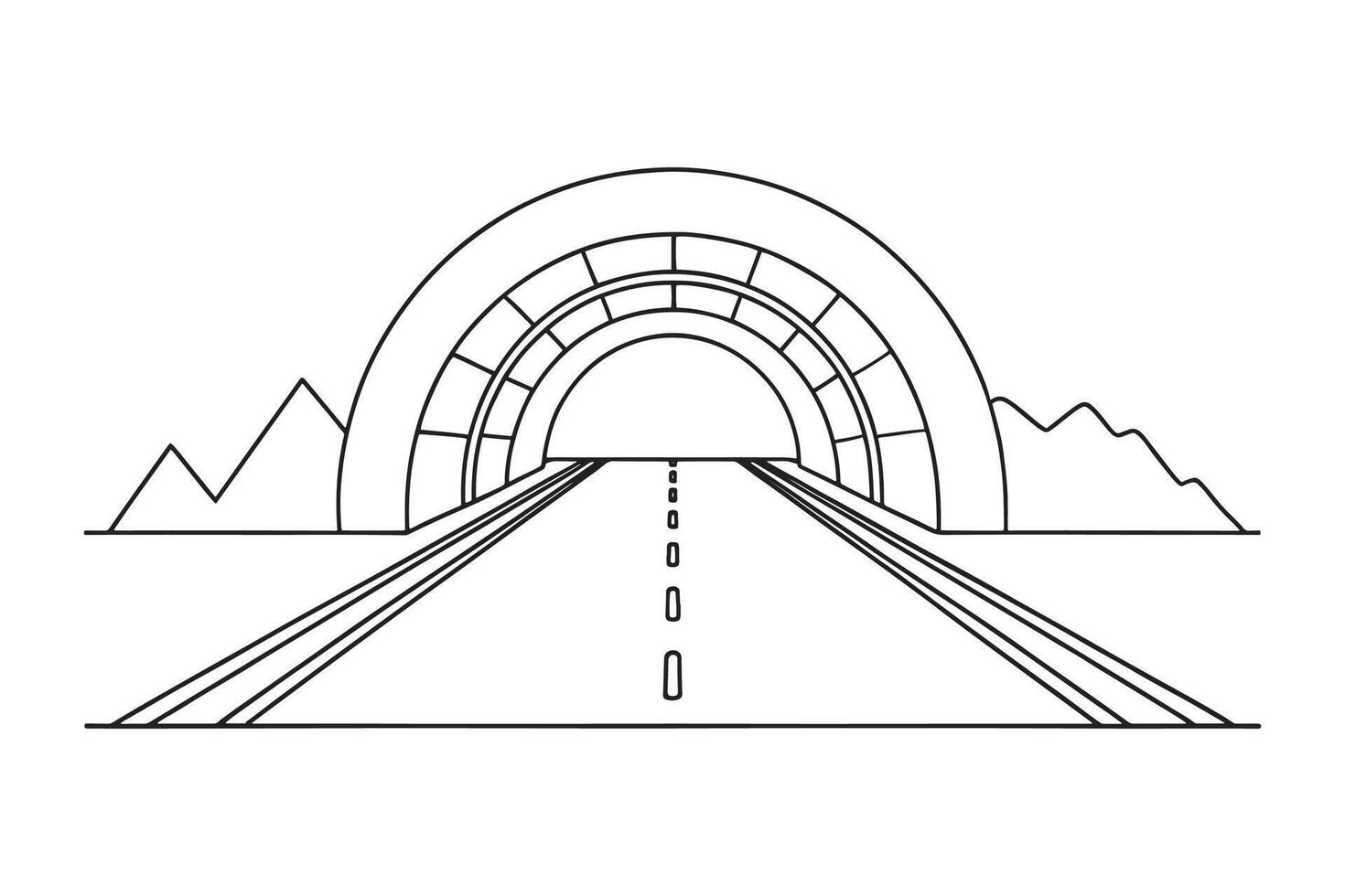 Underpass road continuous line art flat illustration on white background vector