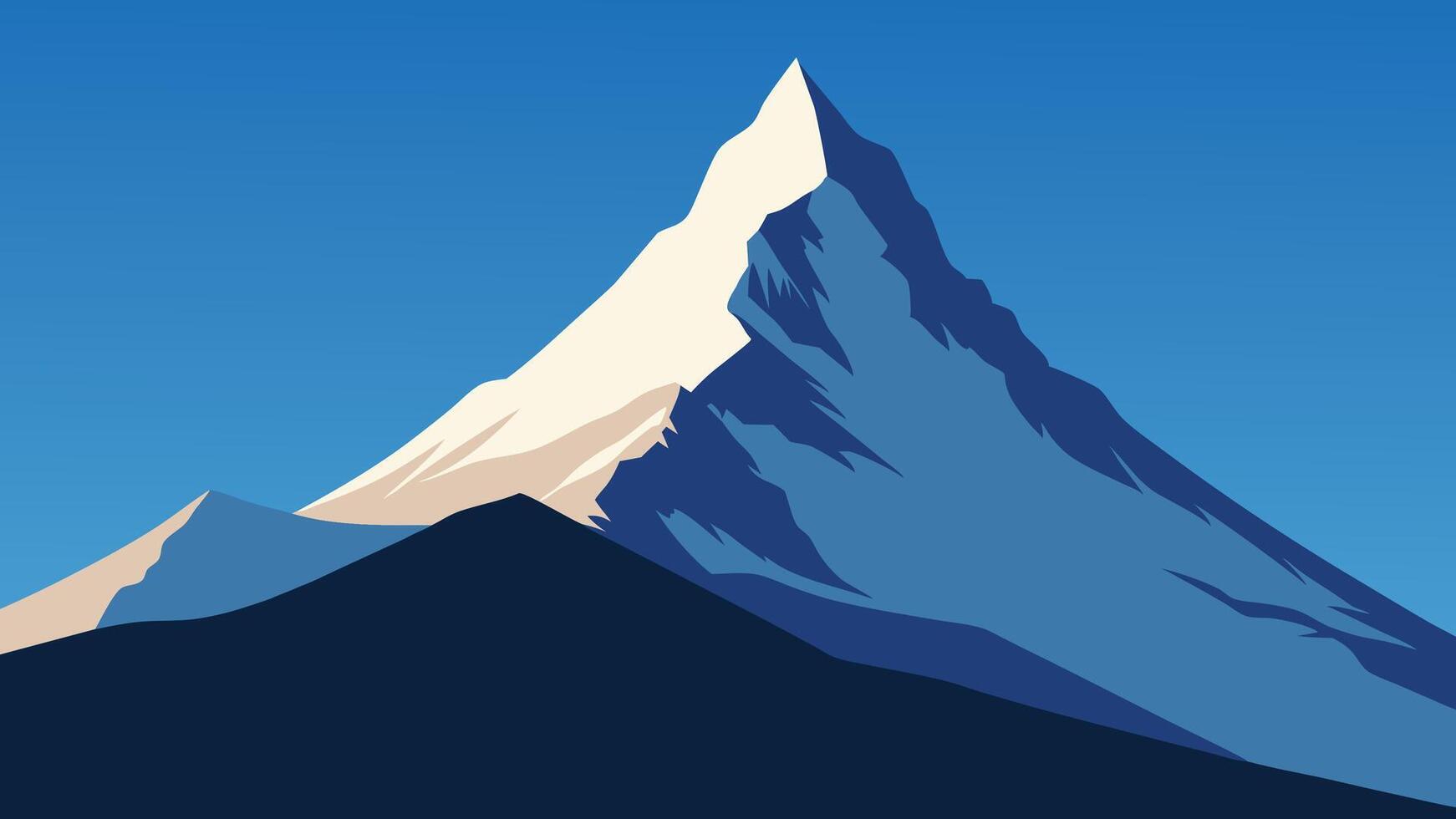 The Matterhorn mountain majestically rises in the background, showcasing its iconic peak against a clear sky flat illustration vector