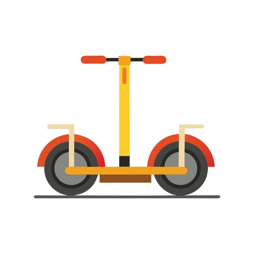 bright yellow scooter featuring orange wheels flat illustration on white background vector