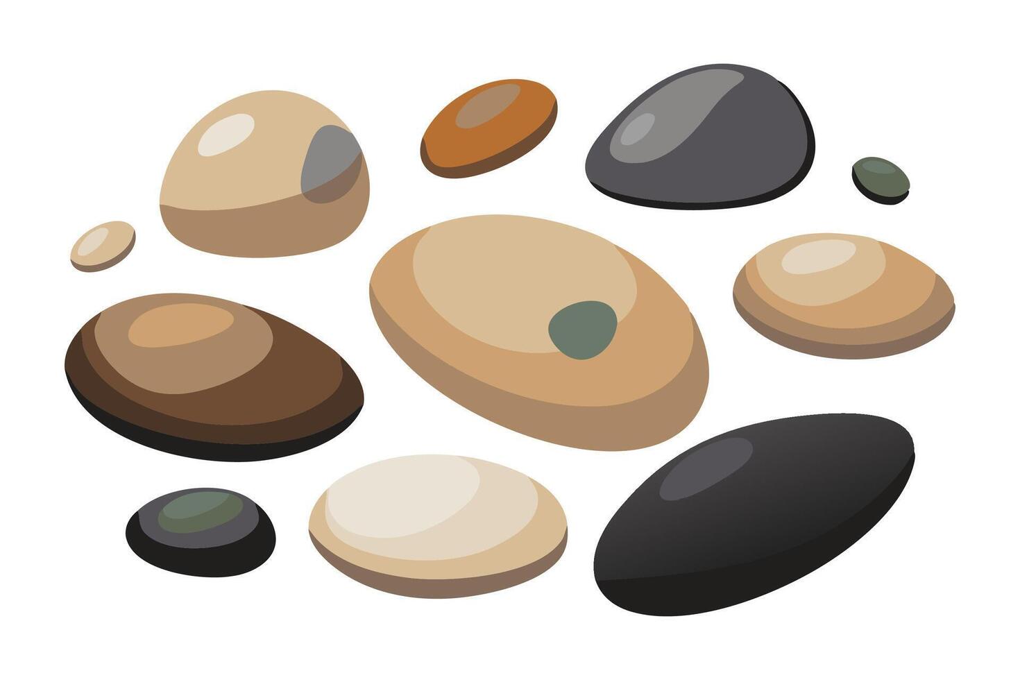Pebbles set isolated flat illustration white background vector