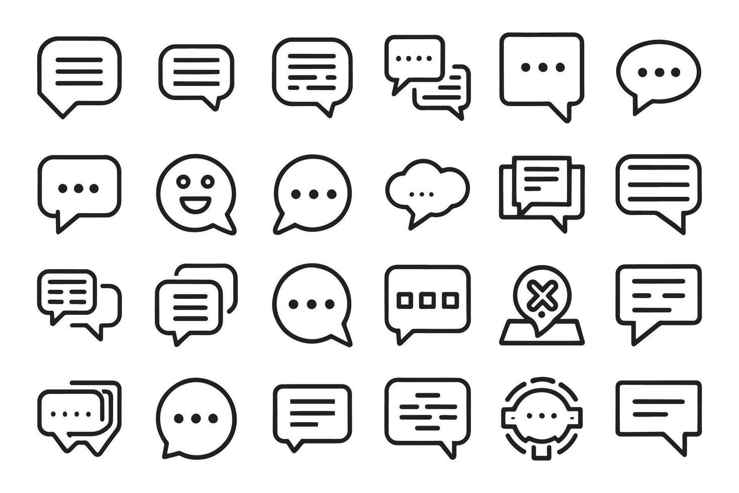 Chat speech bubble, conversation or chatting related editable icon set isolated flat illustration white background vector