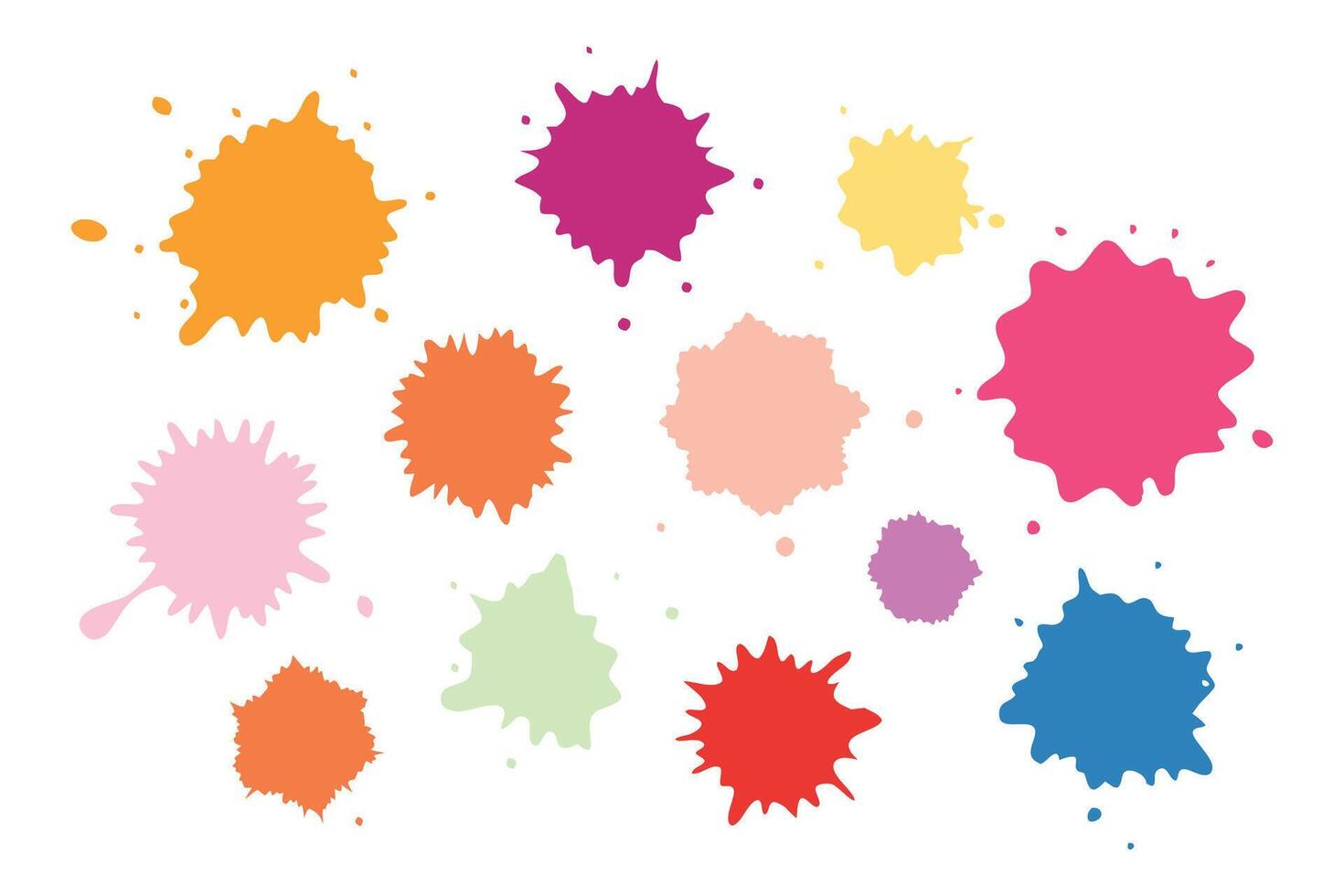 Watercolor splashes in abstract shapes set flat illustration white background vector