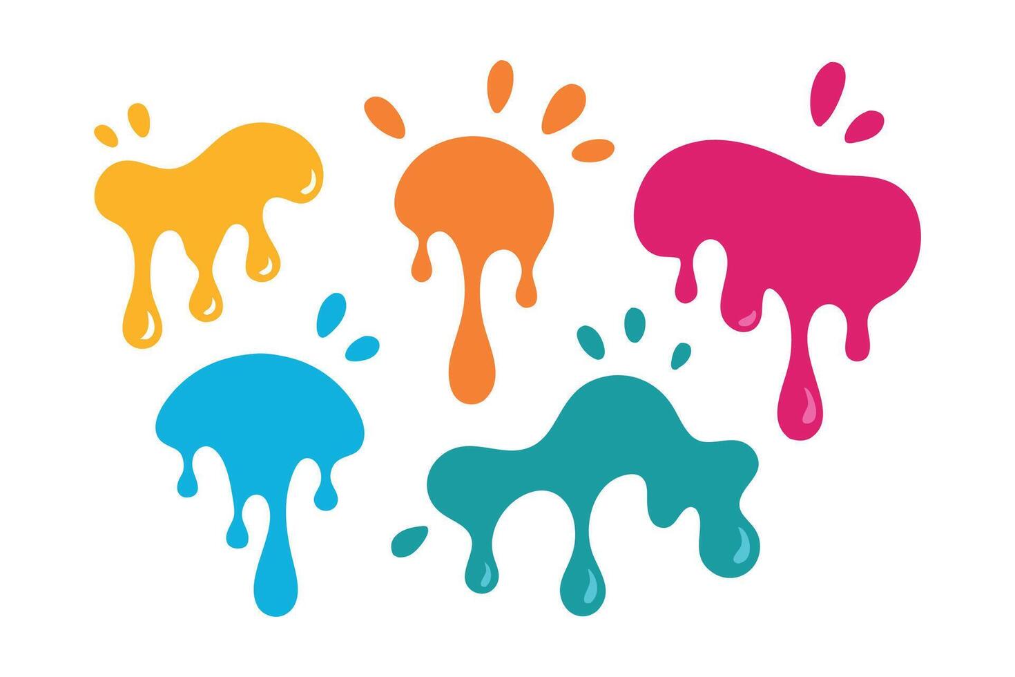 Flowing ink splash set isolated flat illustration white background vector