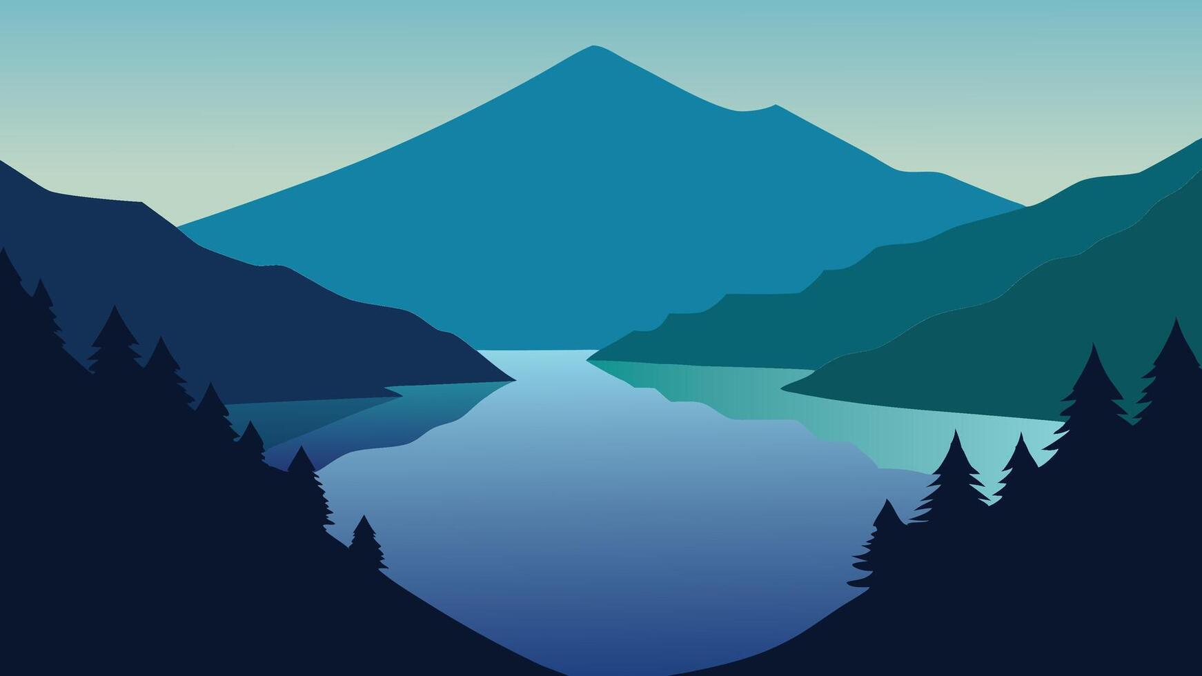 Crater Lake at Lake Borobudur, showcasing its serene waters and lush surrounding landscape in Indonesia flat illustration vector
