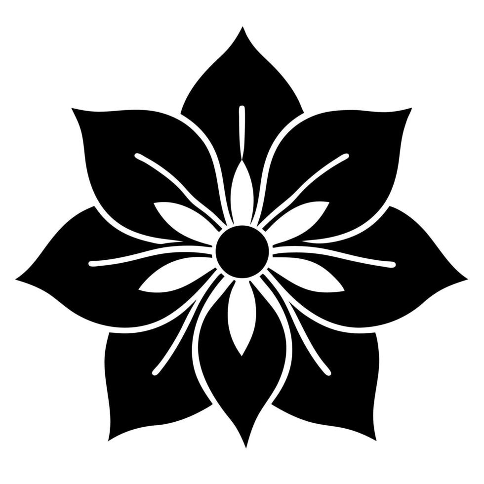 A black and white flower with a white center vector