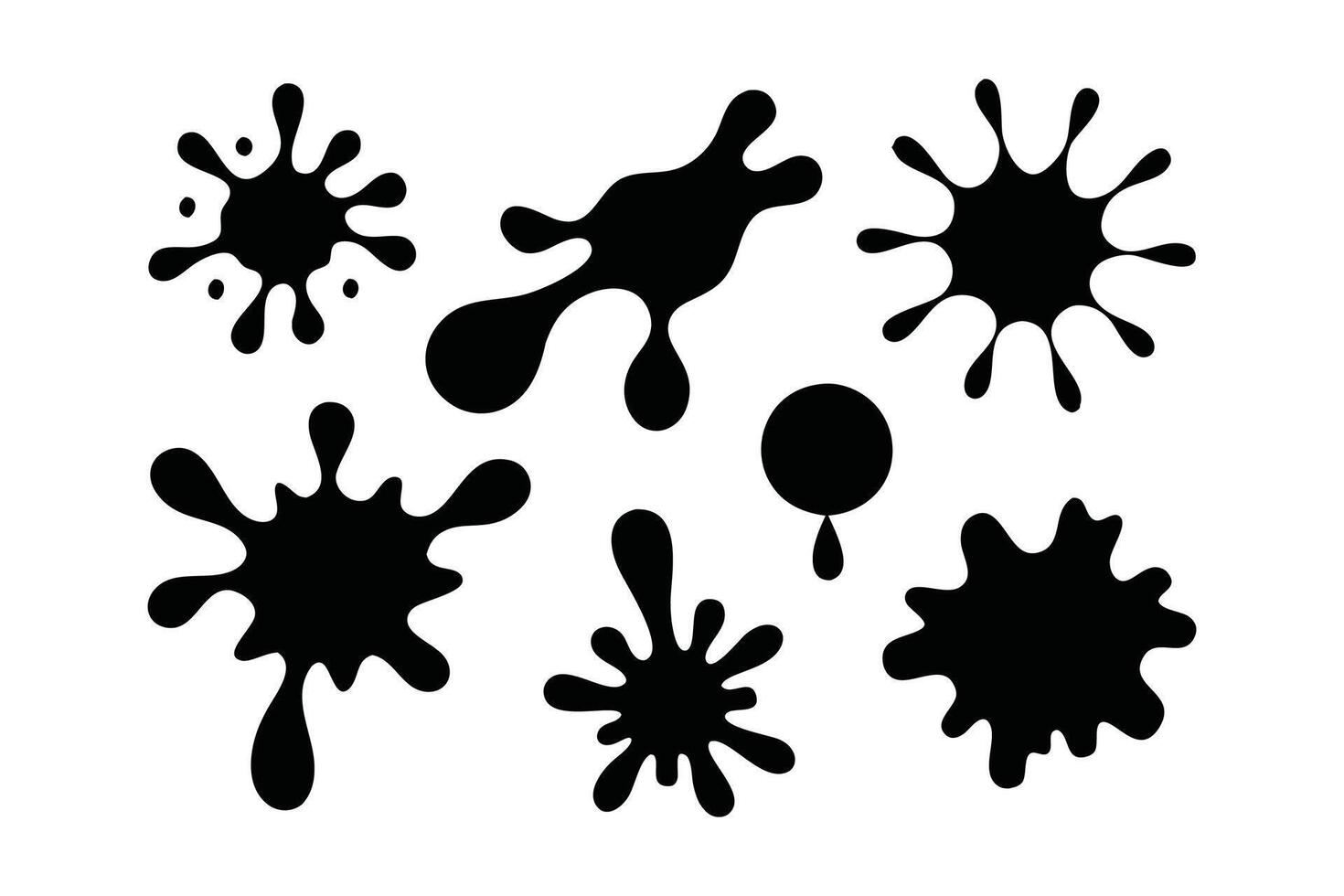 Black ink splash set isolated flat illustration white background vector