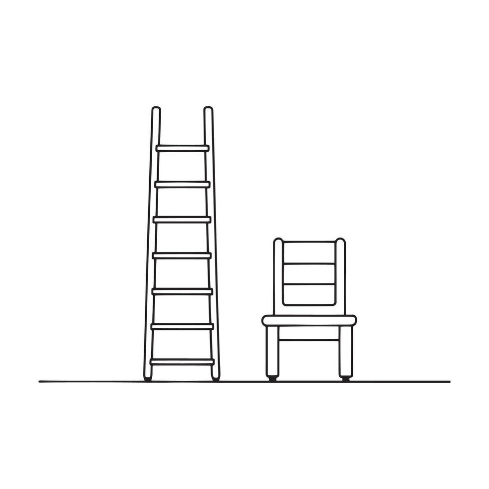 Blanket Ladder Miscellaneous Furniture isolated continuous line art flat illustration on white background vector